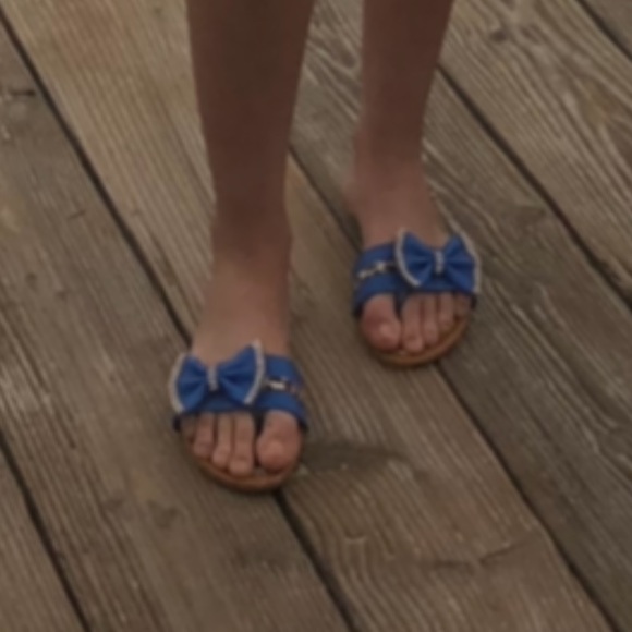 HP🎉 Blue flatform Leopard print flats mule Slides - Picture 3 of 3